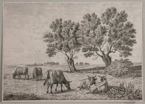 Landskap med beitende storfe av Andreas Peter Madsen