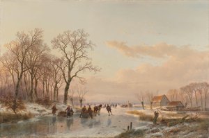 En frossen kanal nær elven Maas En frossen vannvei nær Maas av Andreas Schelfhout