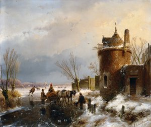 En vinterscene (olje på panel)