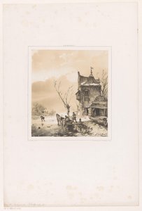 Menn laster sleden full av Andreas Schelfhout