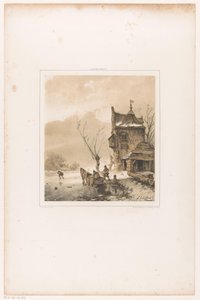 Menn laster sleden full av Andreas Schelfhout