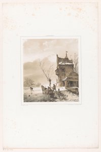 Menn laster sleden full av Andreas Schelfhout