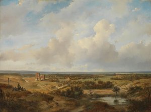 Utsikt over sanddynene med ruinene av Brederode Castle nær Santpoort