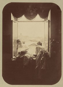 [To unge kvinner ved vinduet], ca. 1870. av Andrei Osipovich Karelin