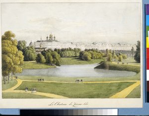 ""Katrinepalasset i Tsarskoye Selo"" av Andrei Yefimovich Martynov (1768-1826), litografi, akvarell av Andrei Yefimovich Martynov