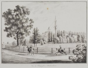 Utsikt over akepaviljongen og telegrafen på Oranienbaum, 1821-1822 av Andrei Yefimovich Martynov