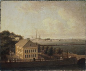 Utsikt over Neva og sommerpalasset til Peter I (1672-1725), St. Petersburg (Utsikt over Neva og sommerpalasset til Peter I) - Maleri av Andrei Yefimovich Martynov (1768-1826), olje på lerret, russisk kunst
