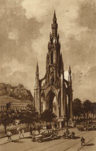 Edinburgh: Scott-monumentet, Princes Streek (litho)