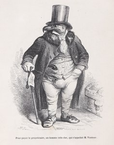 Å betale husverten, en meget barsk mann, som het M. Vautour fra Scenes fra t..., ca. 1837-47.