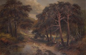 Among the Bluebells (olje på lerret) av Andrew Brandish Holte