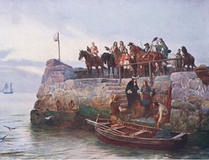 The Lost Cause: Flykten til James II etter slaget ved Boyne 1690, illustrasjon fra 