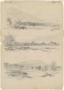 Catskill Mountains, Round-Top i det fjerne; Catskills ser nordover fra Palenville; og Round Top, Catskills, fra veien til Bracketts [verso]
