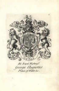 Våpenskjold og våpenskjold til Hans Kongelige Høyhet George Augustus, prins av Wales, senere kong George II av England