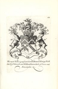 Våpenskjold og våpenskjold til Lord Edward Henry Rich, 7. jarl av Warwick og Holland, baron RIch av Leeze og Kensington av Andrew Johnston