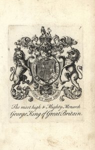Våpenskjold og våpenskjold til den mest høye og mektige monarken kong George I av Storbritannia