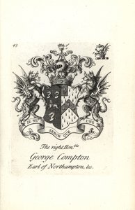 Våpenskjold og våpenskjold til høyre ærede George Compton, 6. jarl av Northampton av Andrew Johnston