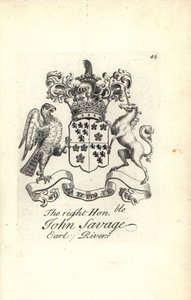 Våpenskjold og emblem av den høyre ærede John Savage, 5. jarl av elver av Andrew Johnston