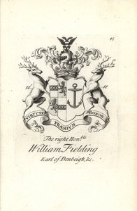 Våpenskjold og våpenskjold til høyre ærede William Fielding, 5. jarl av Denbeigh av Andrew Johnston