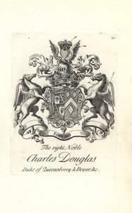 Våpenskjold og våpenskjold av den høyre adelige Charles Douglas, 3. hertug av Queensberry og Dover av Andrew Johnston