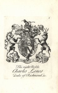 Våpenskjold og våpenskjold av den høyre adelige Charles Lenos eller Charles Lennox av Andrew Johnston