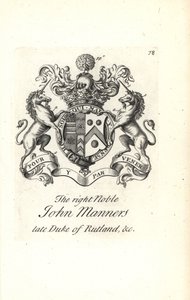 Våpenskjold og emblem av den høyre adelige John Manners, 2. hertug av Rutland av Andrew Johnston