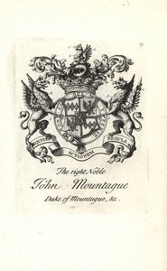 Våpenskjold og våpenskjold av den høyre adelige John Montagu, 2. hertug av Montagu 1690-1749 av Andrew Johnston