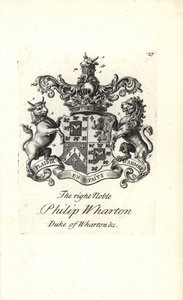 Våpenskjold og emblem av den høyre adelige Philip Wharton av Andrew Johnston