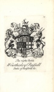 Våpenskjold og våpenskjold til den høyre adelige Wriothesley Russell, 3. hertug av Bedford av Andrew Johnston