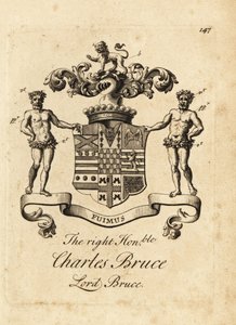 Våpenskjold til høyre ærede Charles Bruce, Lord Bruce, 3. jarl av Ailesbury, 4. jarl av Elgin