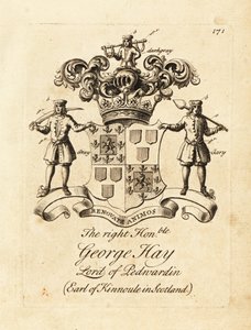 Våpenskjold til høyre ærede George Hay, Lord of Penwardian, 8. jarl av Kinnoule i Skottland av Andrew Johnston