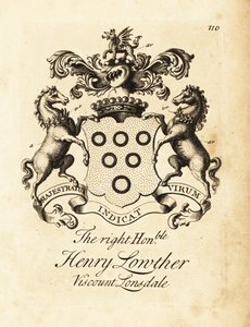 Våpenskjold til høyre ærede Henry Lowther, 3. Viscount Lonsdale (1694-1751) av Andrew Johnston
