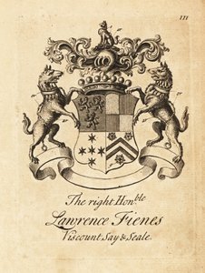 Våpenskjold til høyre ærede Lawrence Fienes, 5. Viscount Saye og Sele (1690–1742) av Andrew Johnston