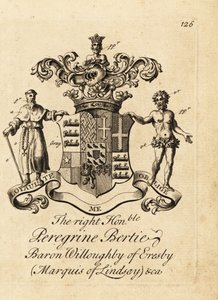 Våpenskjold til Høyre ærede Peregrine Bertie, Baron Willoughby av Eresby, Marquis of Lindsay, 2nd Duke of Ancaster og Kesteven av Andrew Johnston