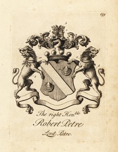 Våpenskjold til Høyre ærede Robert Petre, Lord Petre, 8. Baron Petre