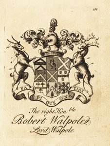 Våpenskjold til høyre ærede Robert Walpole, Lord Walpole, 2. jarl av Orford