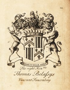 Våpenskjold til høyre ærede Thomas Belasyse, Earl Fauconberg eller Thomas Belassys, Viscount Fauconberg (1699-1774) av Andrew Johnston