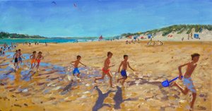 Holde seg i form, Wells next the Sea, (olje på lerret) av Andrew Macara