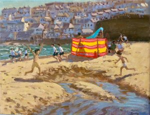 Oransje og gul vindskjerm, St Ives.2010 14x18" av Andrew Macara