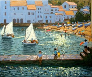 Seilbåter, Cadaques, Costa Brava, 2013, (olje på lerret)