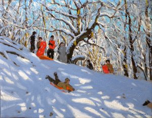 Sledging, 2010 (olje på lerret) av Andrew Macara