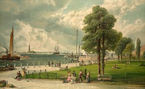 Castle Garden, New York, pub. 1887 (fargelitografi)