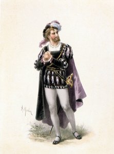 Basse, Colin, i rollen som Faust i operaen "" Faust"" av Charles Gounod (1818-1893). Tegning av A. Morton. 1800-tallet.