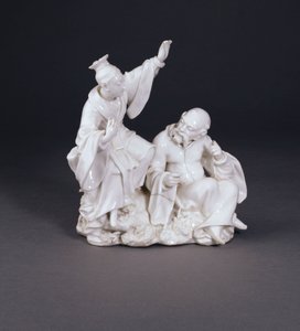 En Derby tørrkant Chinoiserie-gruppe emblematisk for å høre fra et sett av sansene, ca. 1750-52 (Kina) av Andrew Planché
