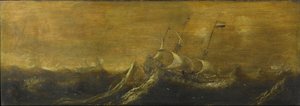 Skip i en storm av Andries van Eertvelt (attributed to)