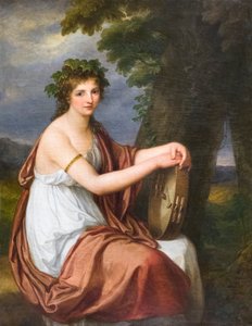 Portrett av en ung kvinne kledd som en Bacchante