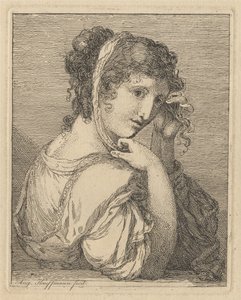 Kvinne som ordner et bånd i håret av Angelica Kauffmann
