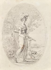 Jegerinne med hund av Angelica Kauffmann