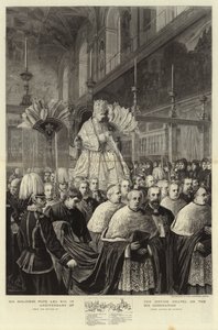 Hans Hellighet Pave Leo XIII i Det sixtinske kapell på årsdagen for hans kroningsgravering