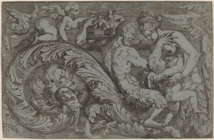 Dekorativt panel med mytologiske figurer av Angelo Falconetto
