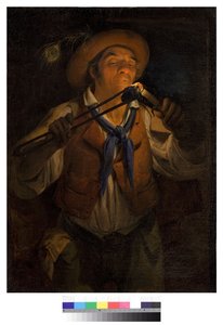 Bonde tenner et lys med en glør, 1850